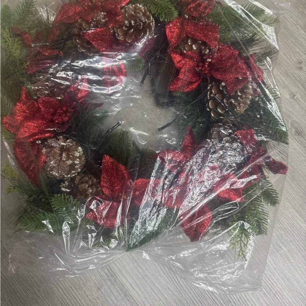 Festive Red and Green Holiday Wreath